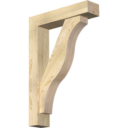 Ekena Millwork Funston Block Rough Sawn Bracket w/ Offset Brace, Douglas Fir, 6"W x 26"D x 38"H BKT0604X26X38FST05RDF